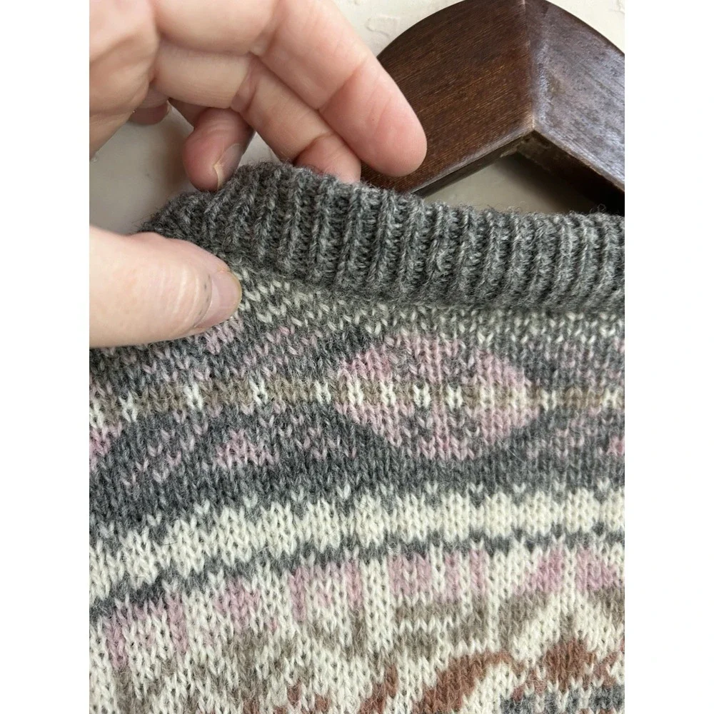 Vintage Maddy Moss Cardigan Sweater Wool Fair Isle Scotland Cottagecore Granny S - Picture 9 of 9